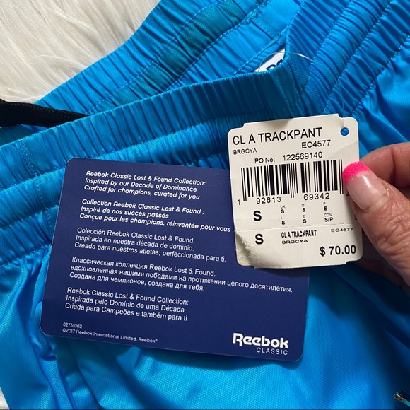 NWT Reebok Blue/Turquoise Classic Advance Track Pants - Men's Size Small - Picture 9 of 9